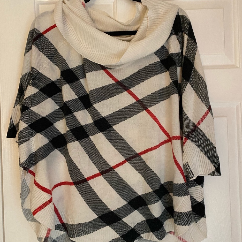Plaid cowl neck sweater